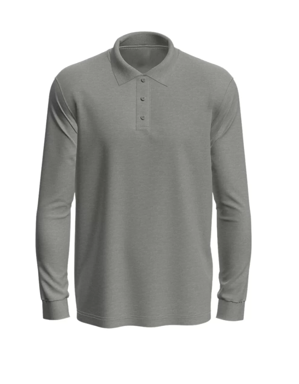 UNISEX LONG SLEEVE POLO T-SHIRT GREY